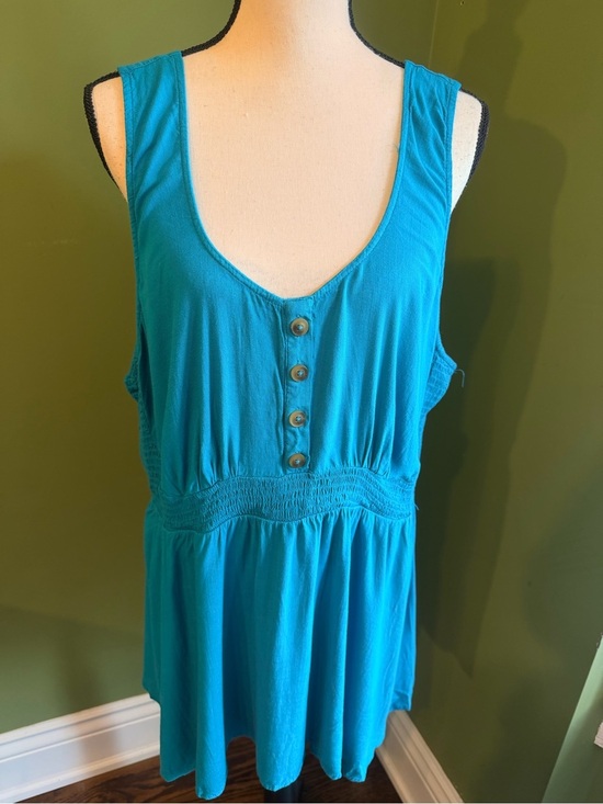 torrid Tops - torrid Teal Scoop-Neck Button Front Tank